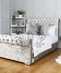sleigh bed crushed velvet