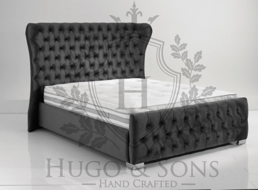 grey oxford wing back bed