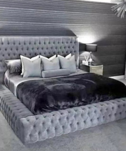 Beds Crushed Velvet Beds in Silver, Grey & More | Hugo & Sons